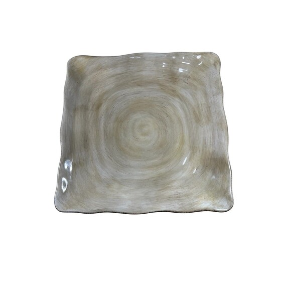 Tabletops Lifestyles Campagnolo Square Dinner Plate Hand Painted Beige 11 1/8" - Picture 3 of 7